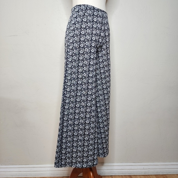 Vintage‎ 60's Mod Silver Metallic Daisy Print Super Elephant Bell Pants Size 6 - Picture 5 of 11